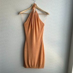 Adeline Peach Halter Dress